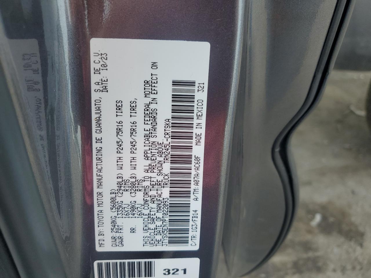 2023 Toyota Tacoma Access Cab VIN: 3TYSX5EN7PT022093 Lot: 56692825