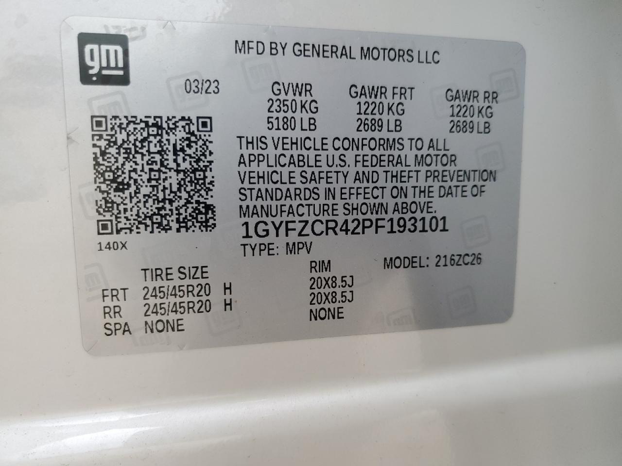2023 Cadillac Xt4 Premium Luxury VIN: 1GYFZCR42PF193101 Lot: 54977605