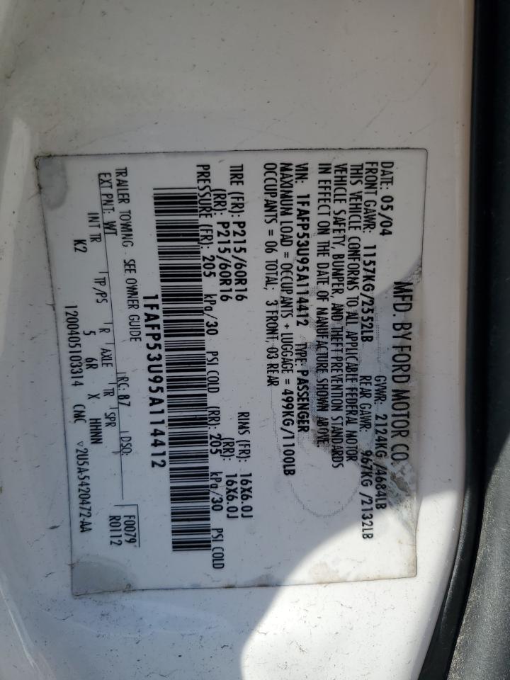 2005 Ford Taurus Se VIN: 1FAFP53U95A114412 Lot: 57383485