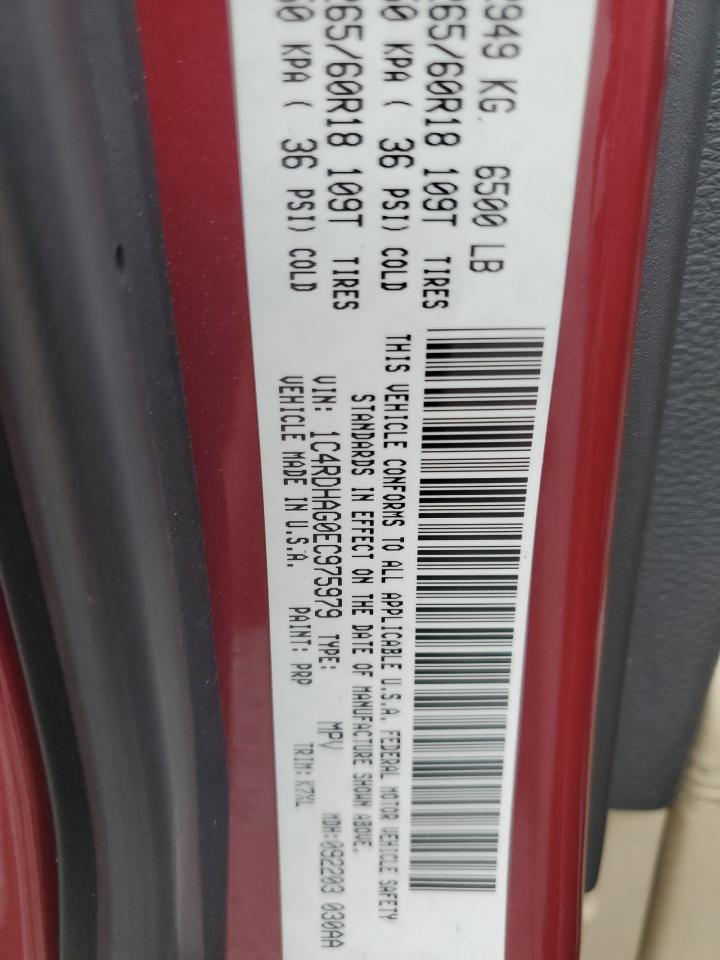2014 Dodge Durango Sxt VIN: 1C4RDHAG0EC975979 Lot: 57452245