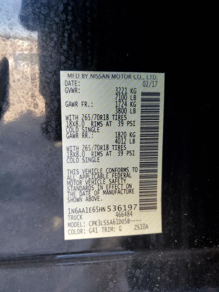 2017 Nissan Titan Sv VIN: 1N6AA1E65HN536197 Lot: 57022465