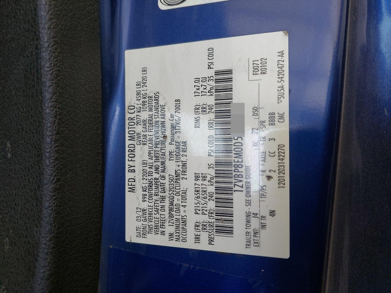 1ZVBP8EM0D5203507 - 2013 Ford MUSTANG - #undefined