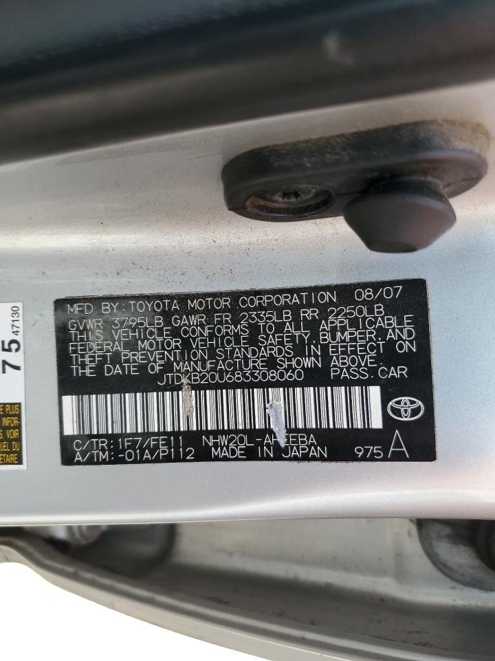 2008 Toyota Prius VIN: JTDKB20U683308060 Lot: 56432735