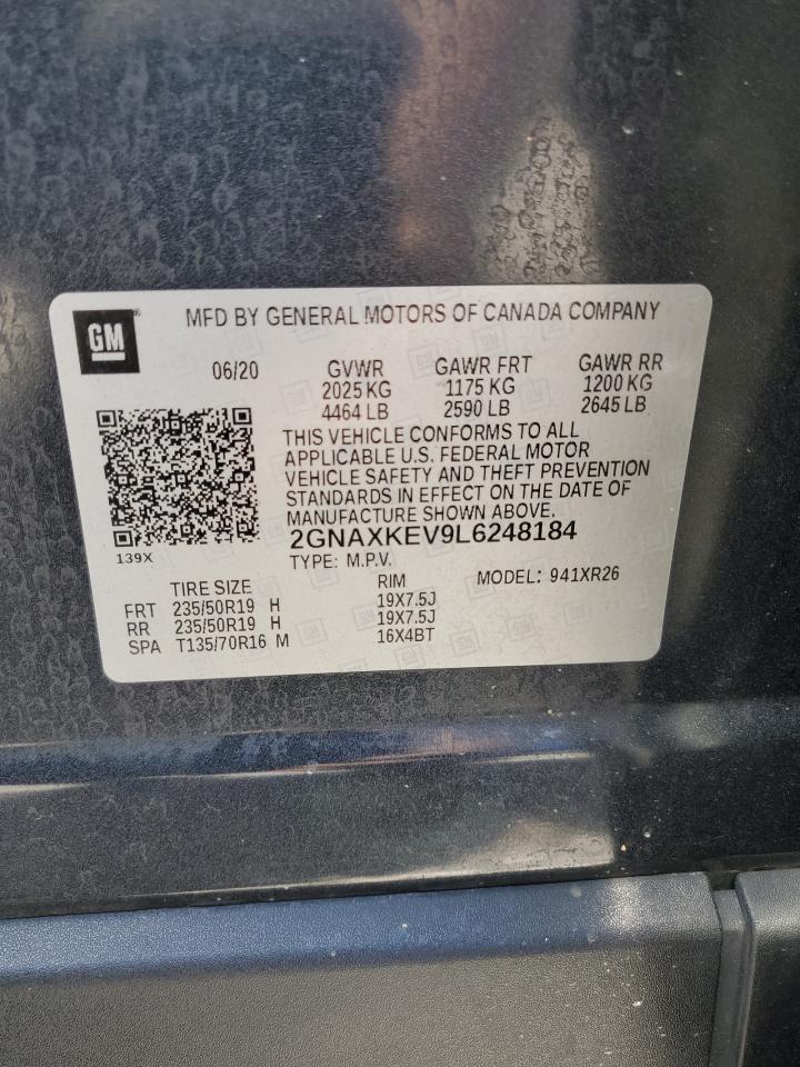 2020 Chevrolet Equinox Lt VIN: 2GNAXKEV9L6248184 Lot: 58837835