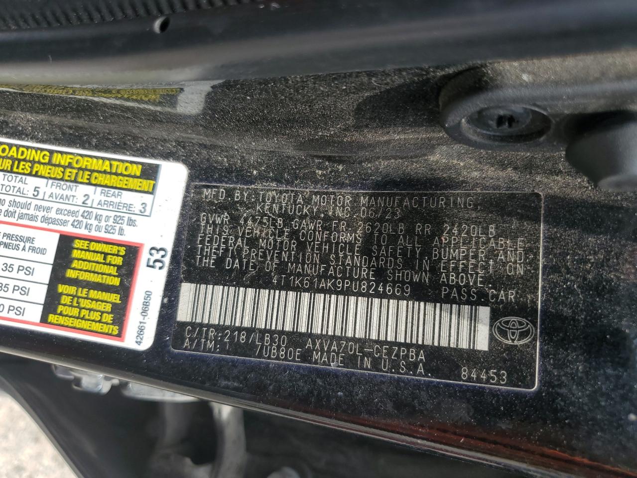 2023 Toyota Camry Xse VIN: 4T1K61AK9PU824669 Lot: 59177665