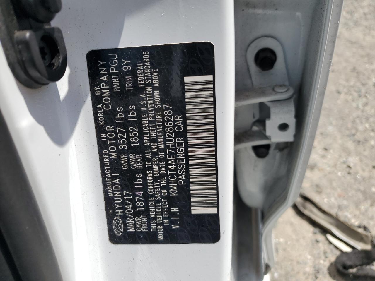 2017 Hyundai Accent Se VIN: KMHCT4AE7HU286287 Lot: 55488335