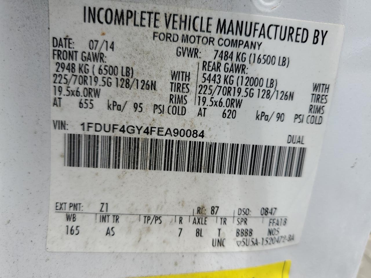 2015 Ford F450 Super Duty VIN: 1FDUF4GY4FEA90084 Lot: 56828405