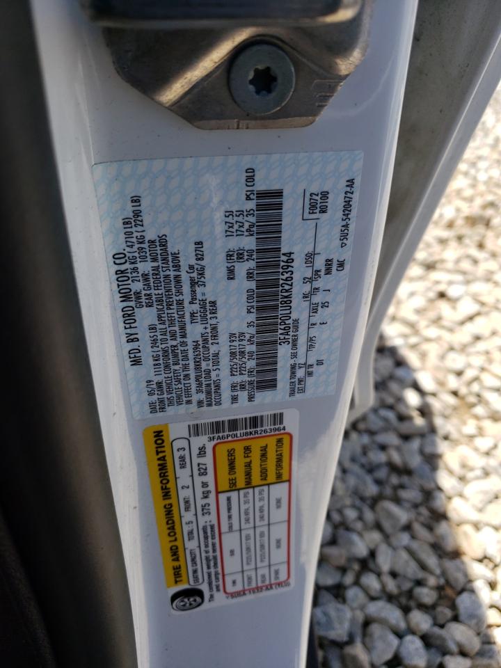 2019 Ford Fusion Se VIN: 3FA6P0LU8KR263964 Lot: 54039585