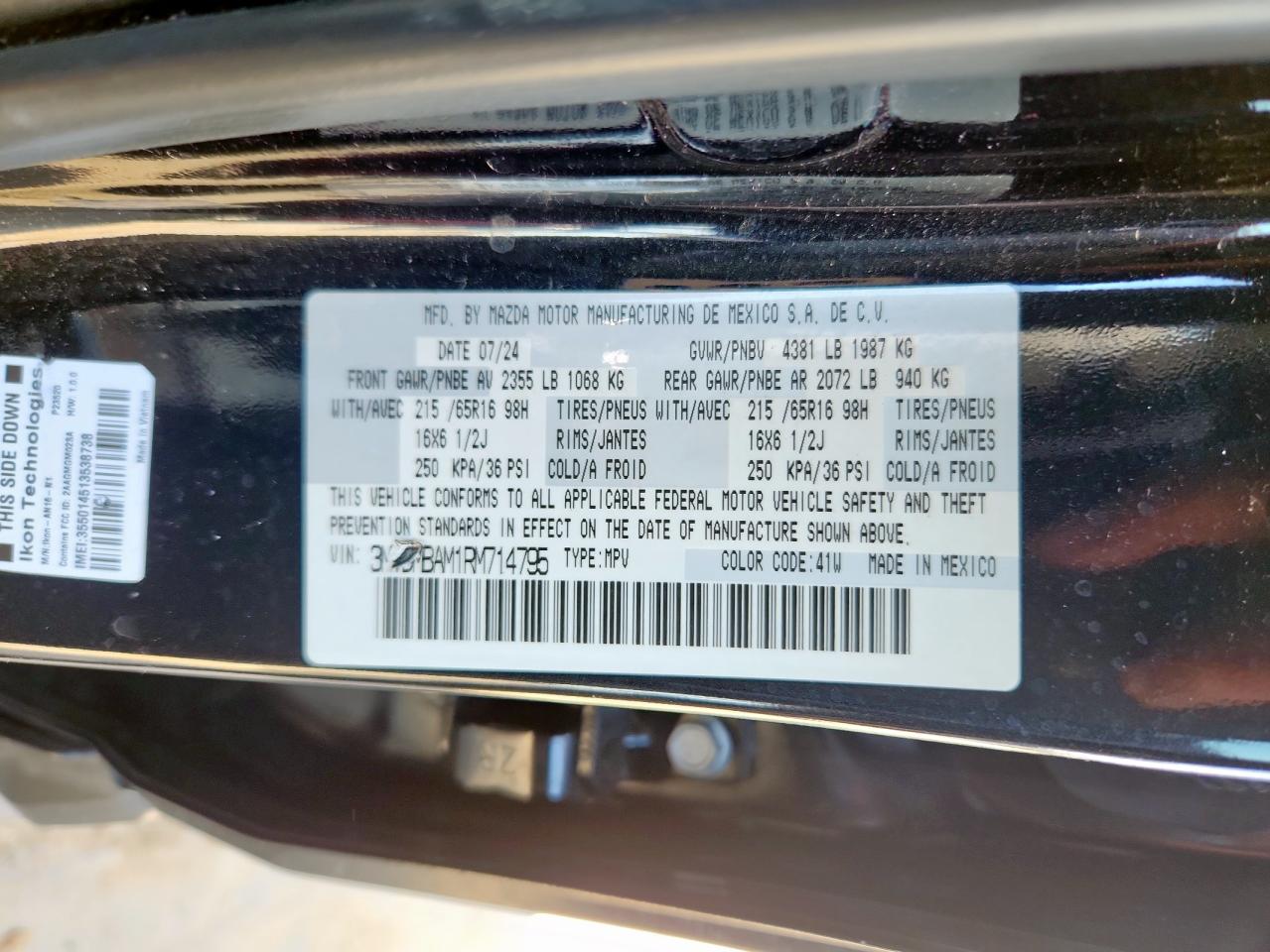 2024 Mazda Cx-30 VIN: 3MVDMBAM1RM714795 Lot: 58607695