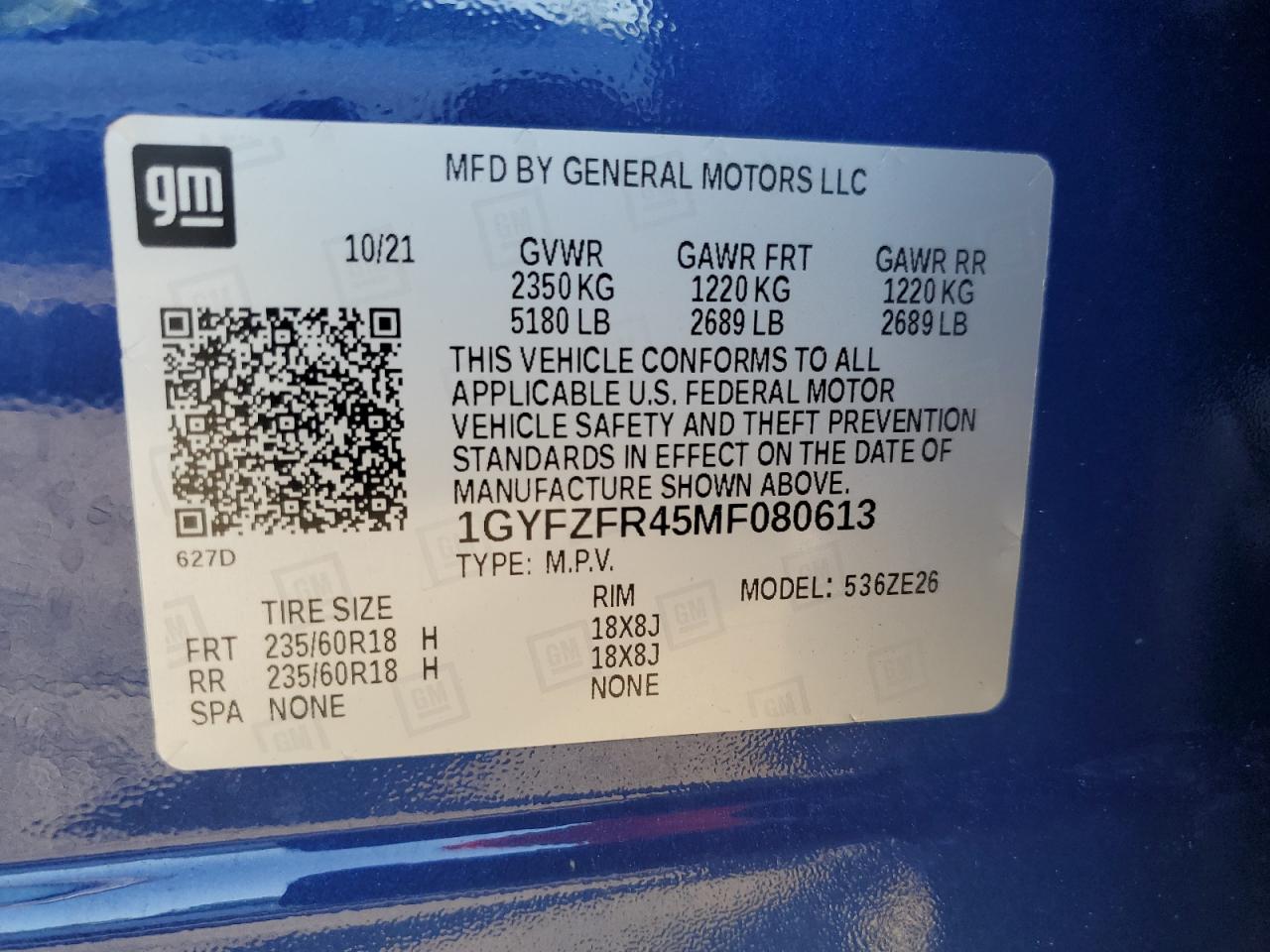 2021 Cadillac Xt4 Sport VIN: 1GYFZFR45MF080613 Lot: 55852615