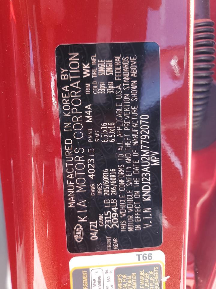 2021 Kia Soul Lx VIN: KNDJ23AU2M7792070 Lot: 56409145