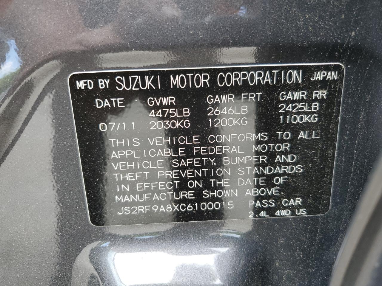 2012 Suzuki Kizashi Sport Sls VIN: JS2RF9A8XC6100015 Lot: 56905645