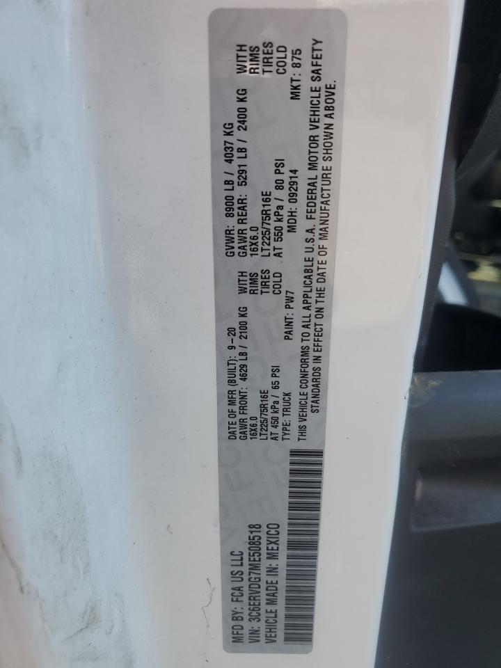 2021 Ram Promaster 2500 2500 High VIN: 3C6ERVDG7ME508518 Lot: 56945135