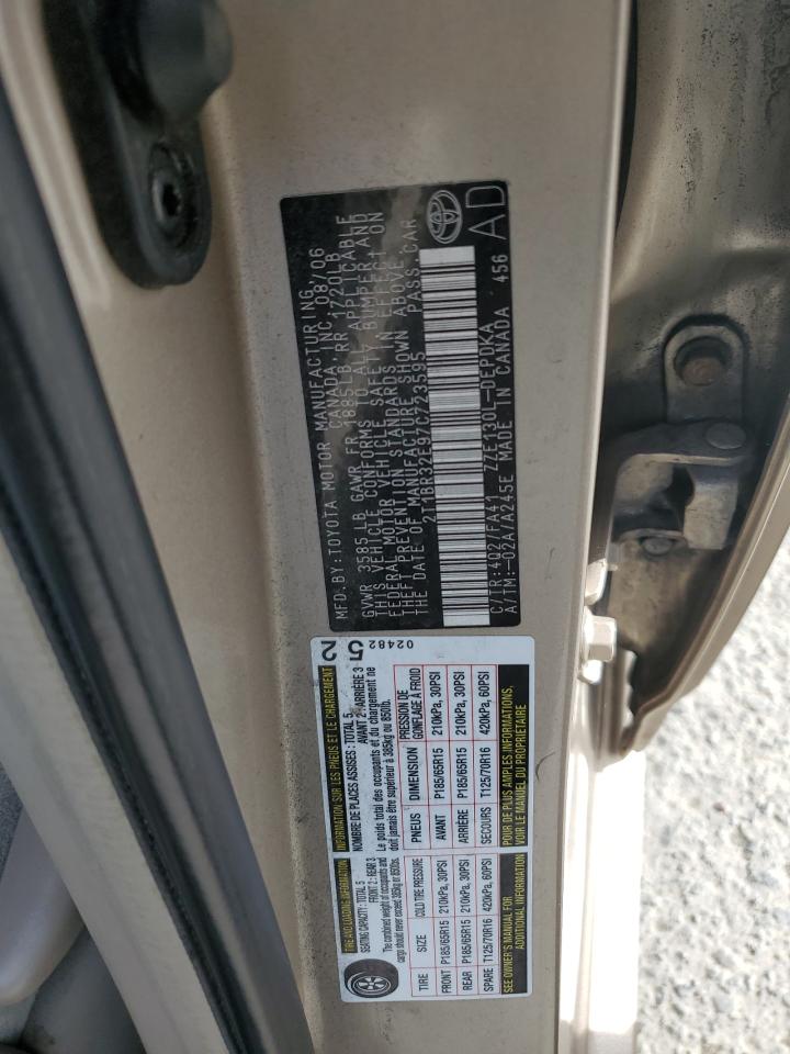 2007 Toyota Corolla Ce VIN: 2T1BR32E97C723595 Lot: 57690295