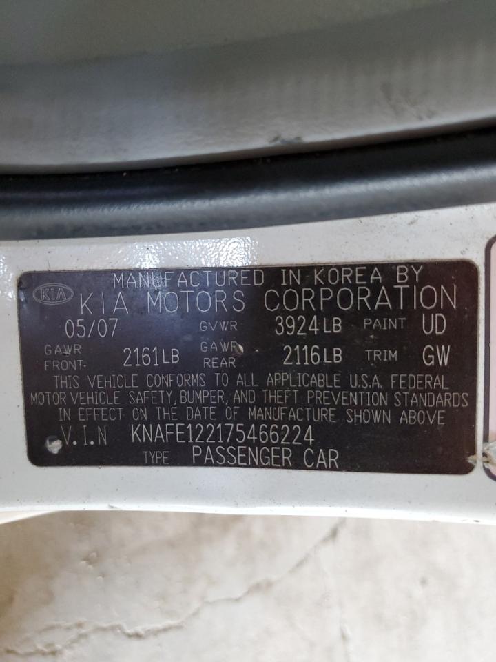 2007 Kia Spectra Ex VIN: KNAFE122175466224 Lot: 54455405