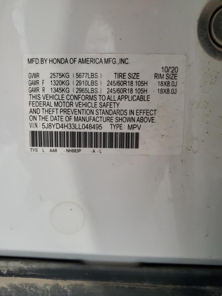 2020 Acura Mdx VIN: 5J8YD4H33LL048495 Lot: 56458245