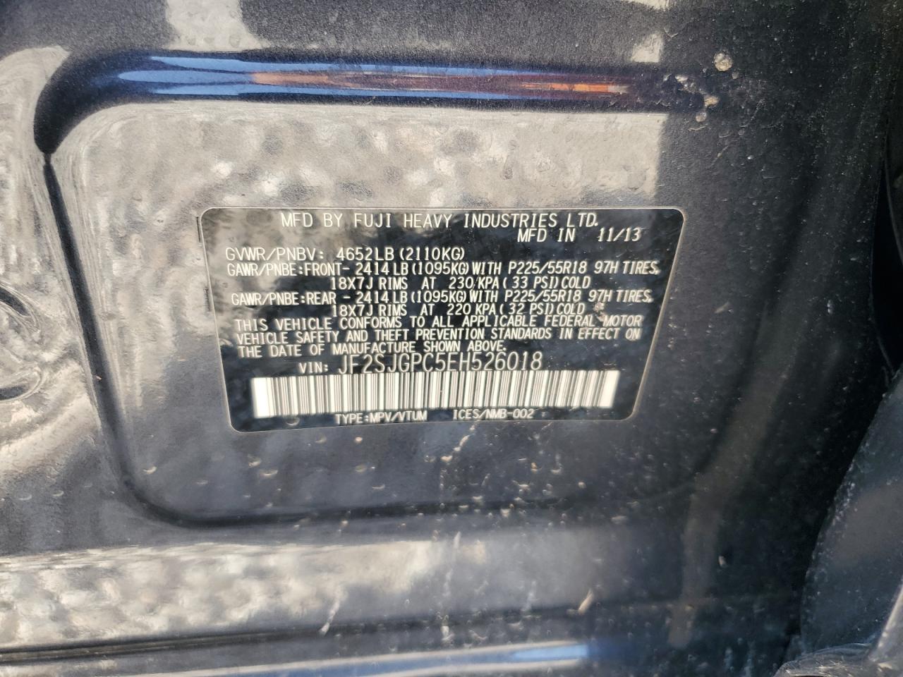 2014 Subaru Forester 2.0Xt Touring VIN: JF2SJGPC5EH526018 Lot: 56254765