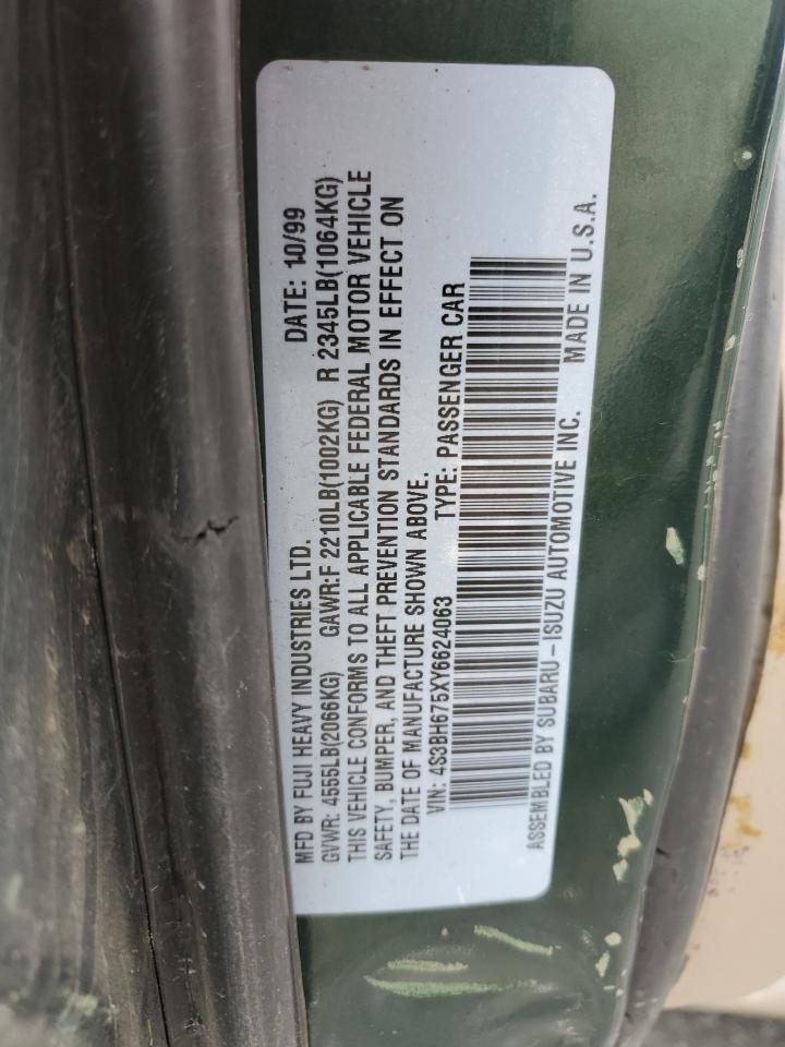 2000 Subaru Legacy Outback Awp VIN: 4S3BH675XY6624063 Lot: 56023215