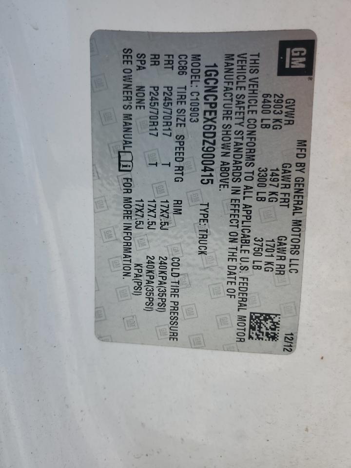 2013 Chevrolet Silverado C1500 VIN: 1GCNCPEX6DZ900415 Lot: 58049035