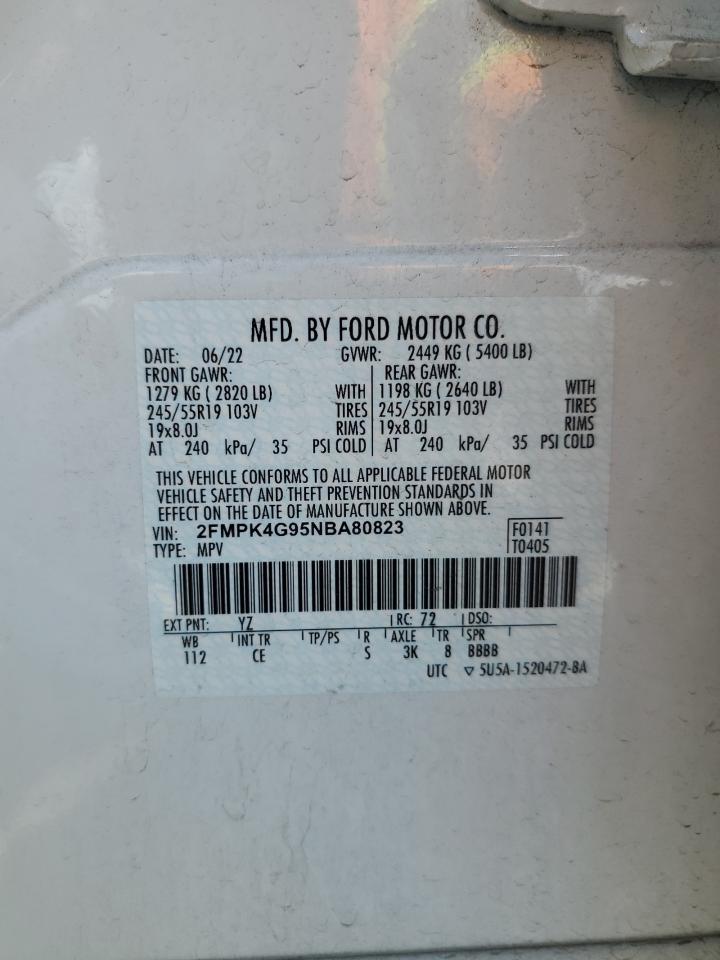 2022 Ford Edge Se VIN: 2FMPK4G95NBA80823 Lot: 56692055