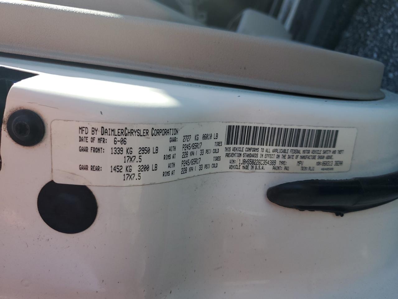 2006 Jeep Grand Cherokee Limited VIN: 1J8HS58226C354389 Lot: 56252215
