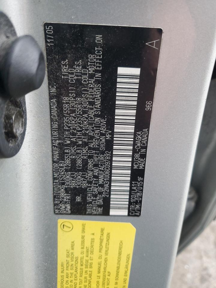 2006 Lexus Rx 330 VIN: 2T2HA31U06C097892 Lot: 57842595