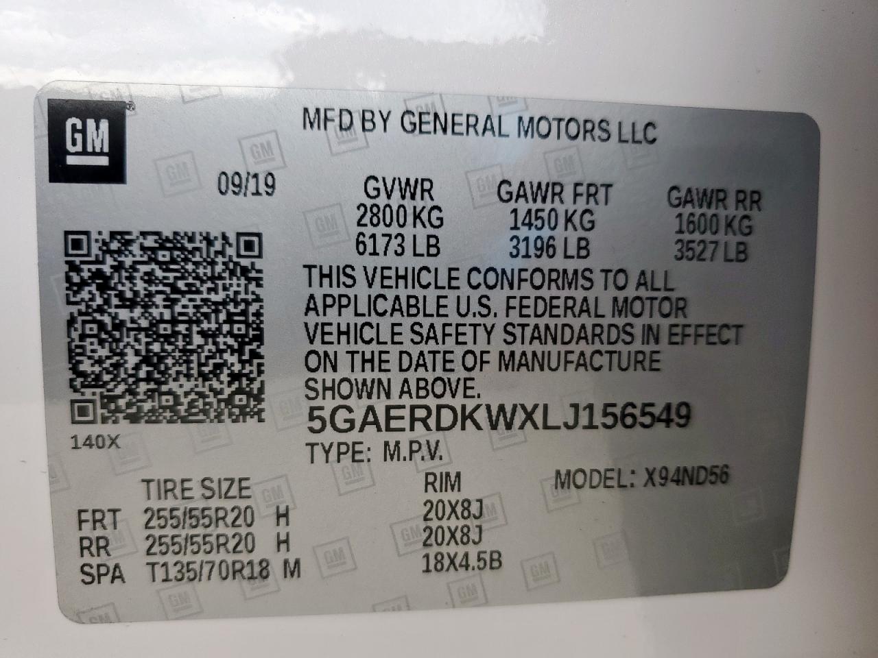 2020 Buick Enclave Avenir VIN: 5GAERDKWXLJ156549 Lot: 58767725