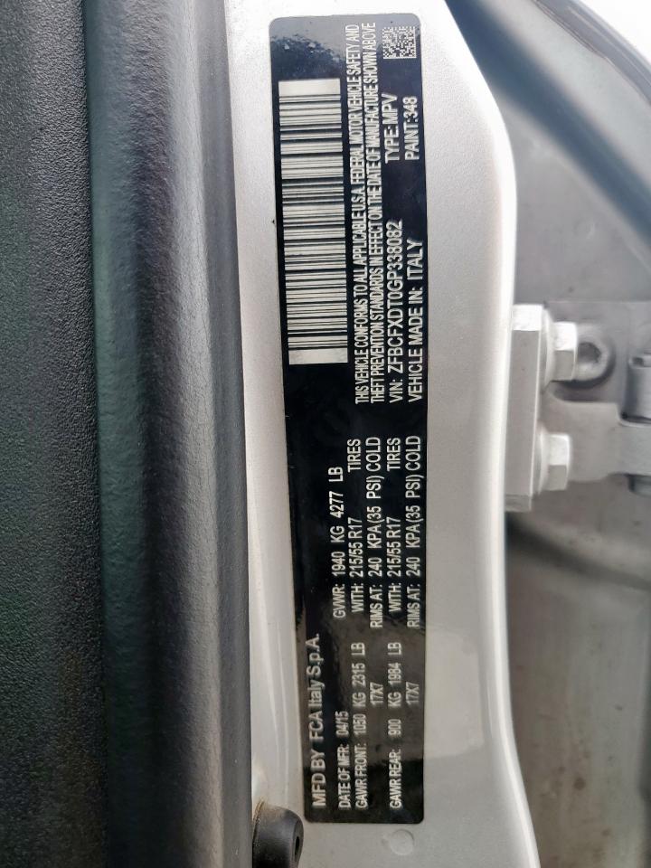 2016 Fiat 500X Lounge VIN: ZFBCFXDT0GP338082 Lot: 57593745