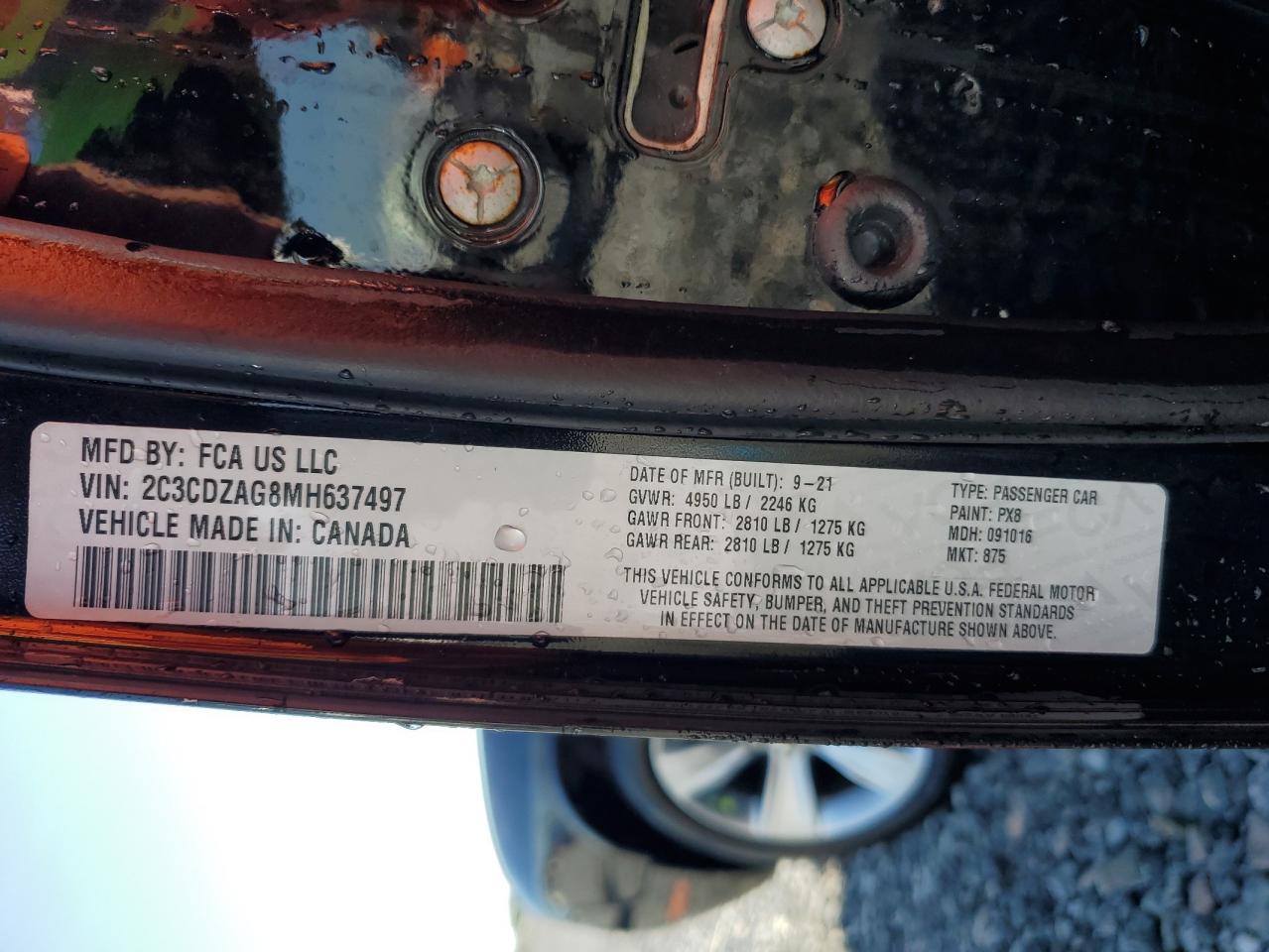 2021 Dodge Challenger Sxt VIN: 2C3CDZAG8MH637497 Lot: 57313245