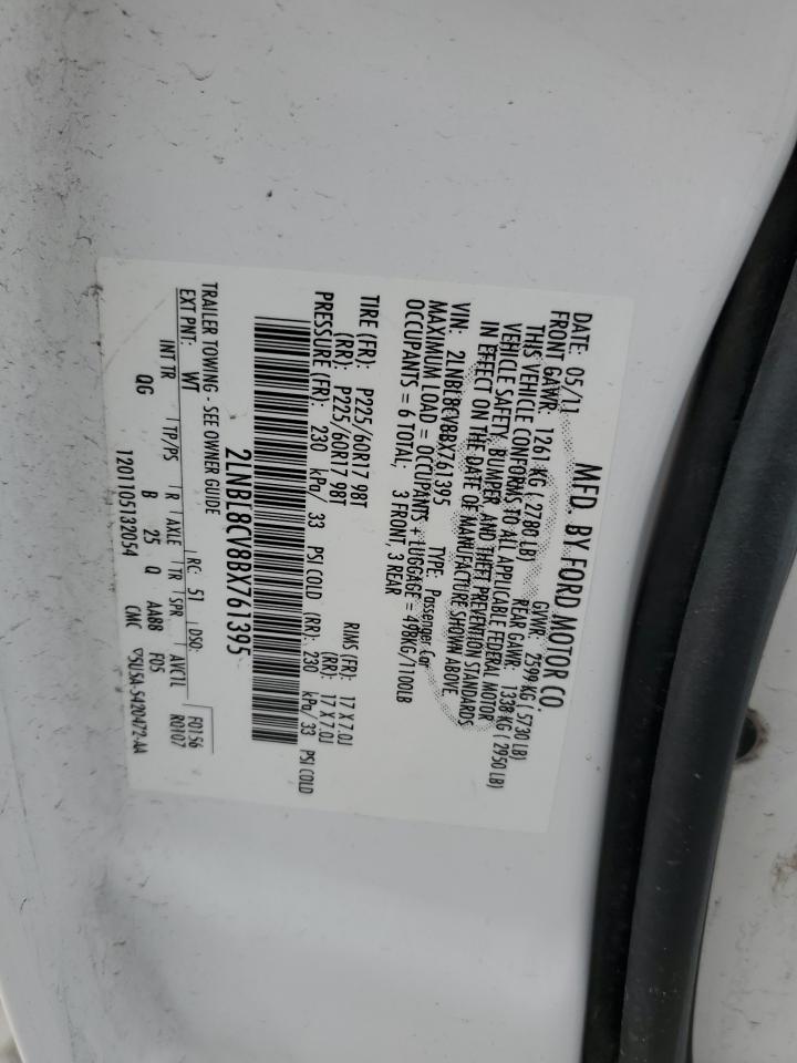 2011 Lincoln Town Car Signature Limited VIN: 2LNBL8CV8BX761395 Lot: 57478985