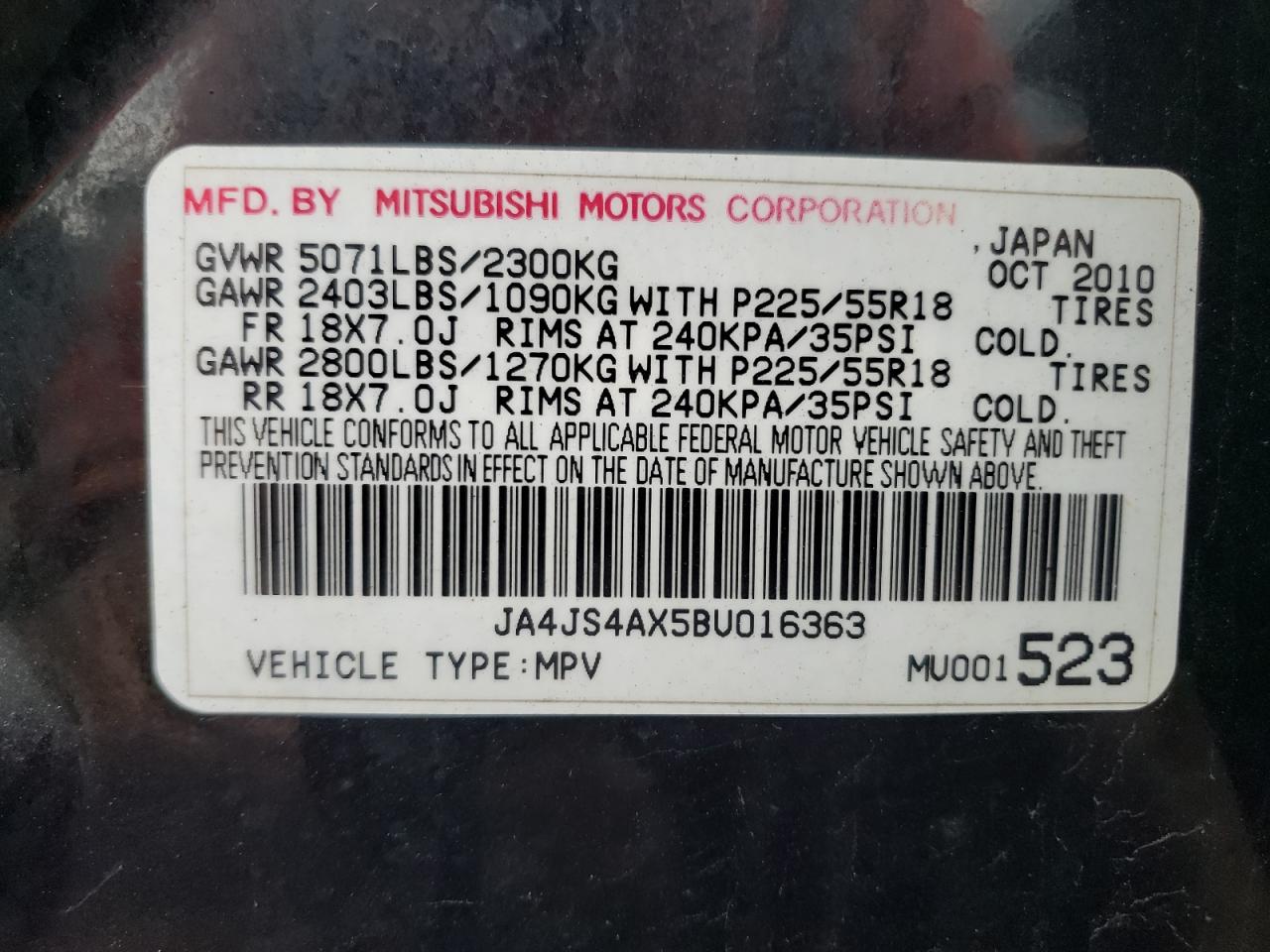 2011 Mitsubishi Outlander Xls VIN: JA4JS4AX5BU016363 Lot: 58522715