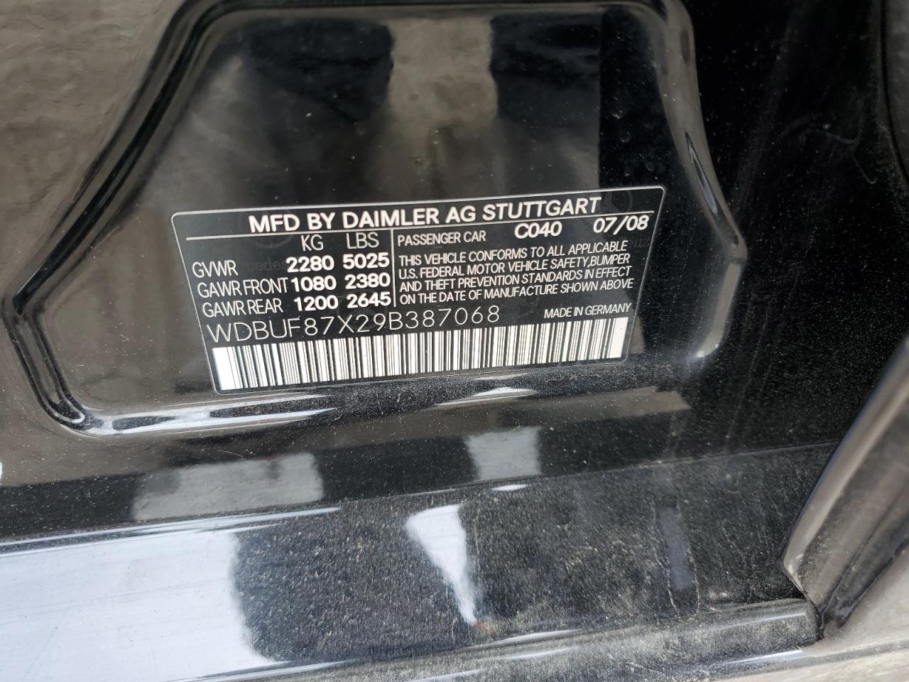 2009 Mercedes-Benz E 350 4Matic VIN: WDBUF87X29B387068 Lot: 56873035