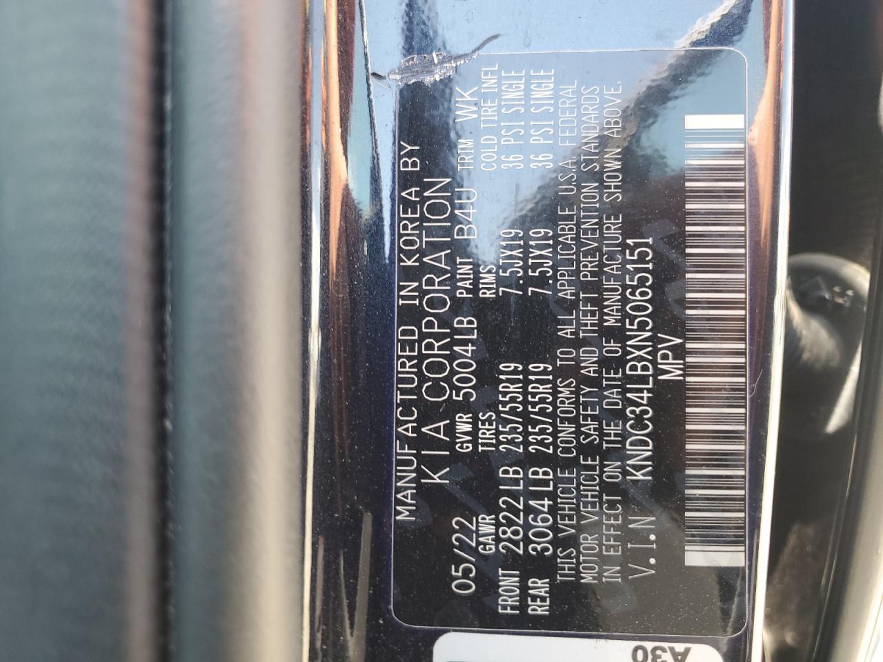 2022 Kia Ev6 Light VIN: KNDC34LBXN5065151 Lot: 58968135