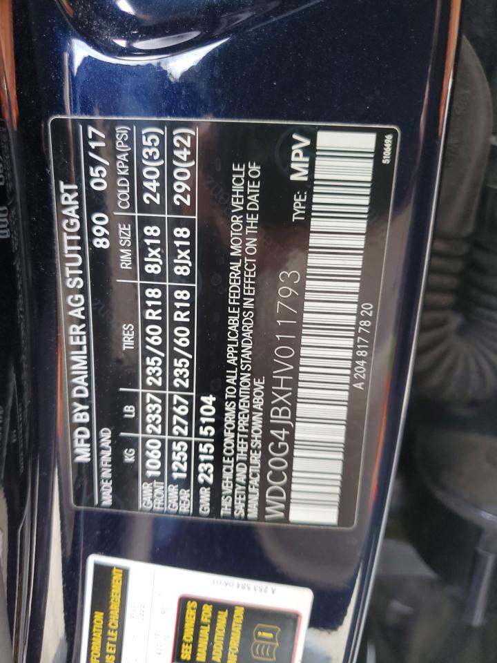 2017 Mercedes-Benz Glc 300 VIN: WDC0G4JBXHV011793 Lot: 56593685