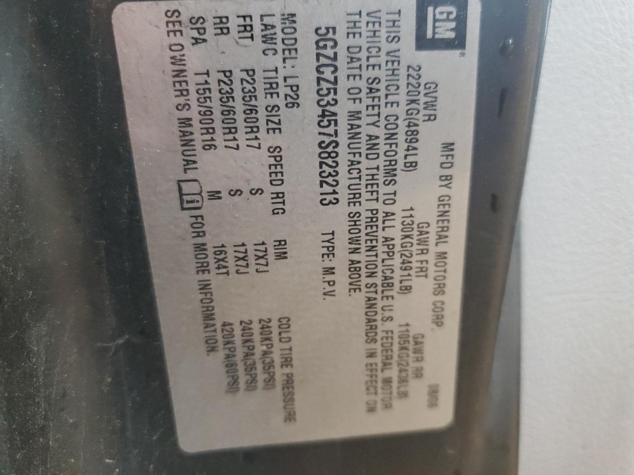 2007 Saturn Vue VIN: 5GZCZ53457S823213 Lot: 56492245