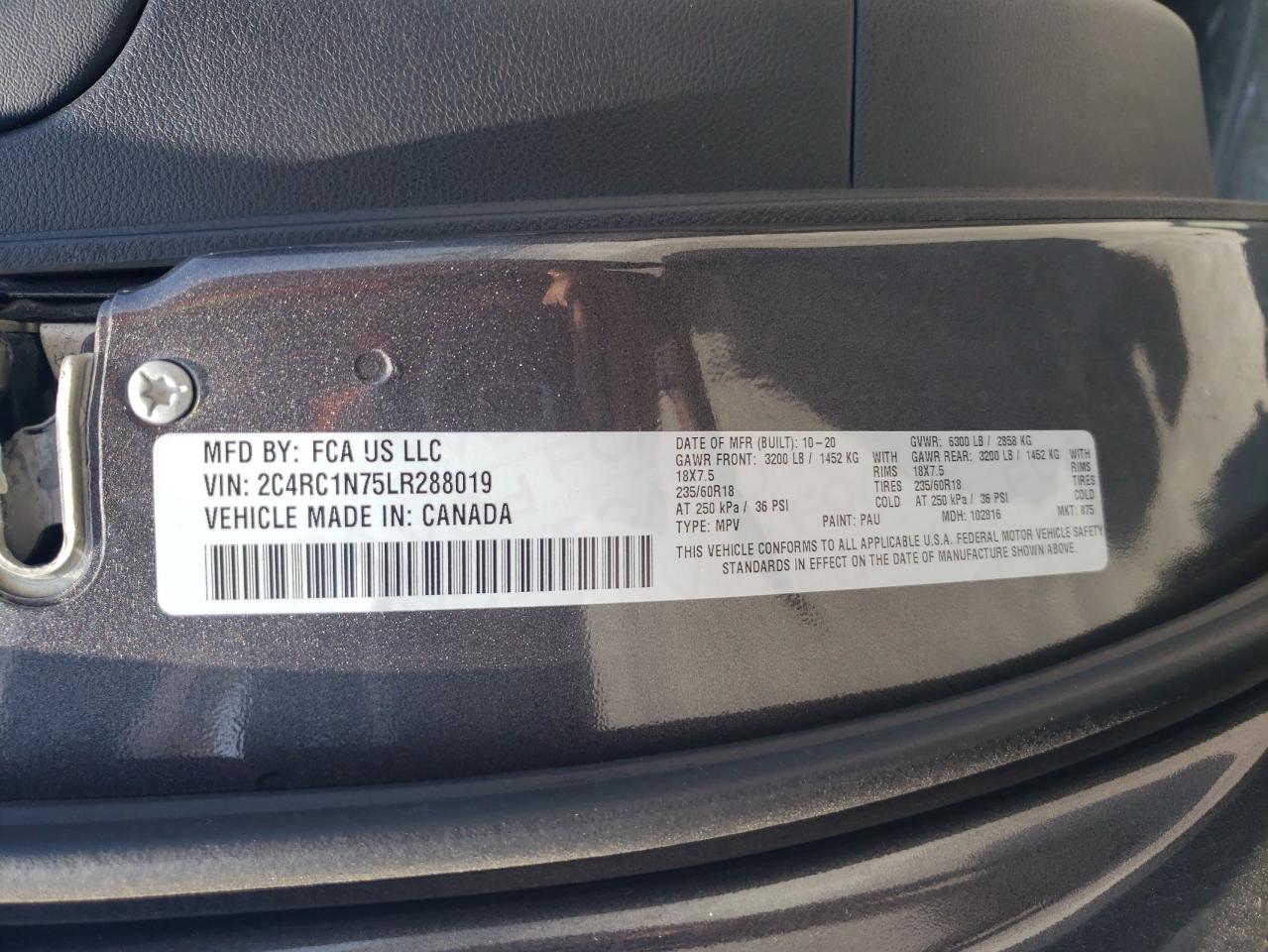 2020 Chrysler Pacifica Hybrid Limited VIN: 2C4RC1N75LR288019 Lot: 57357655