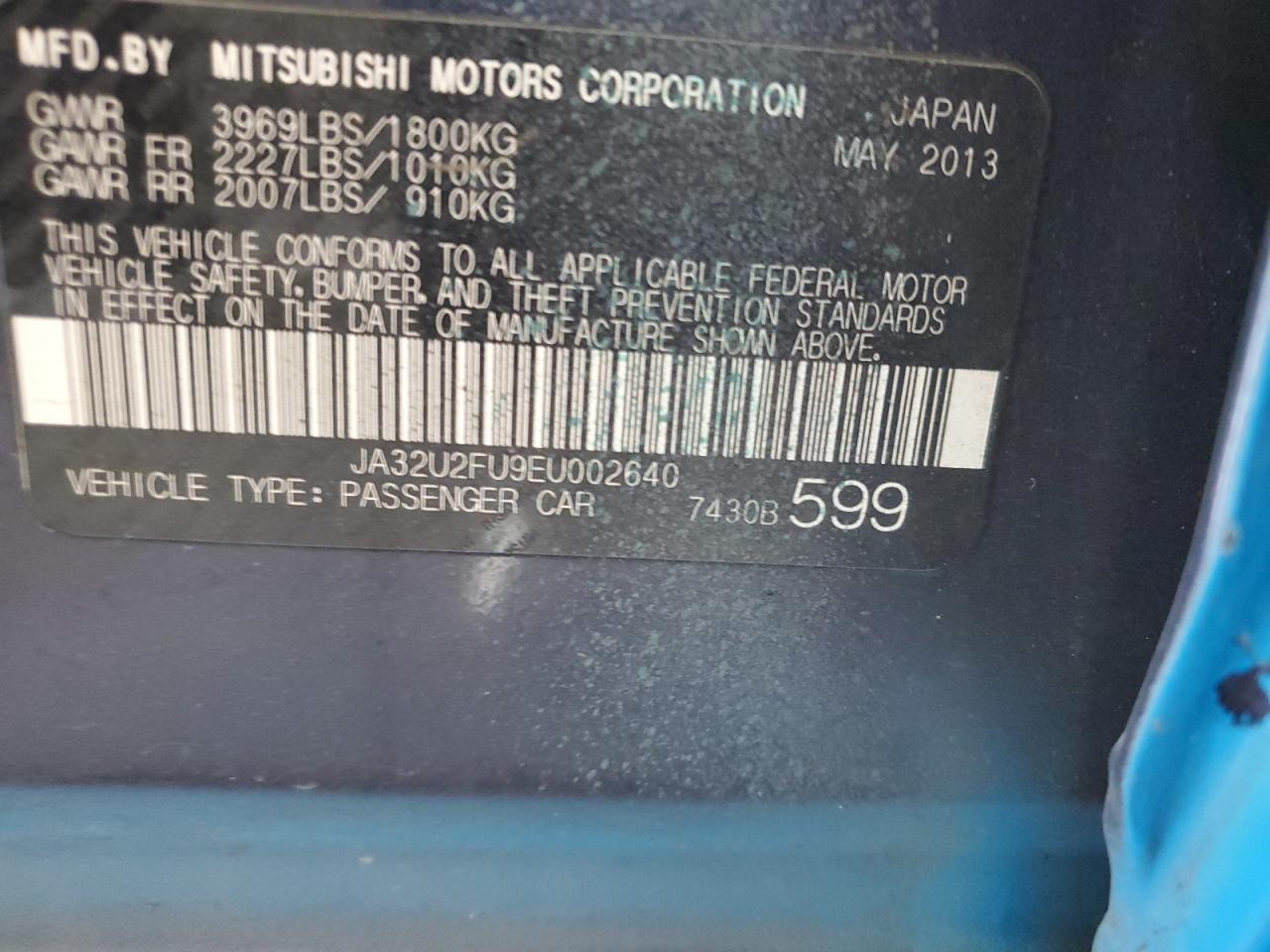2014 Mitsubishi Lancer Es/Es Sport VIN: JA32U2FU9EU002640 Lot: 56122725