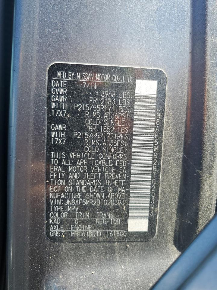 2011 Nissan Juke S VIN: JN8AF5MR2BT020393 Lot: 56337535