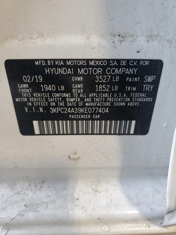 2019 Hyundai Accent Se VIN: 3KPC24A39KE077404 Lot: 58560775