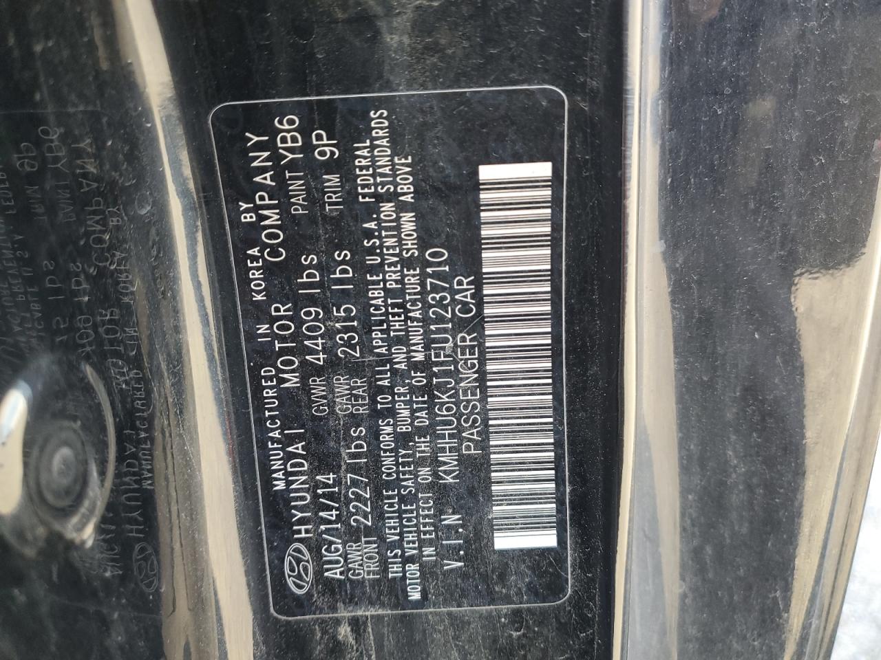 2015 Hyundai Genesis Coupe 3.8L VIN: KMHHU6KJ1FU123710 Lot: 56654185