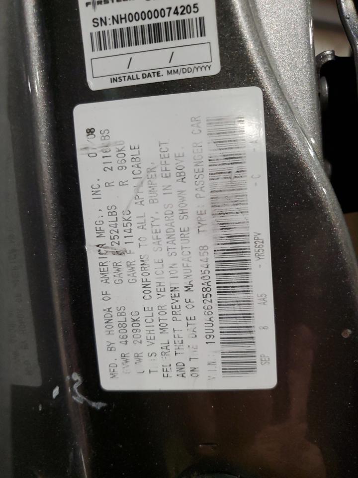 2008 Acura Tl VIN: 19UUA66258A054458 Lot: 56692655