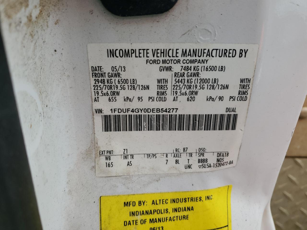 2013 Ford F450 Super Duty VIN: 1FDUF4GY0DEB54277 Lot: 58793155