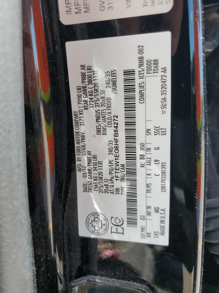 2017 Ford F150 Supercrew VIN: 1FTEW1EG6HFB84272 Lot: 56340575
