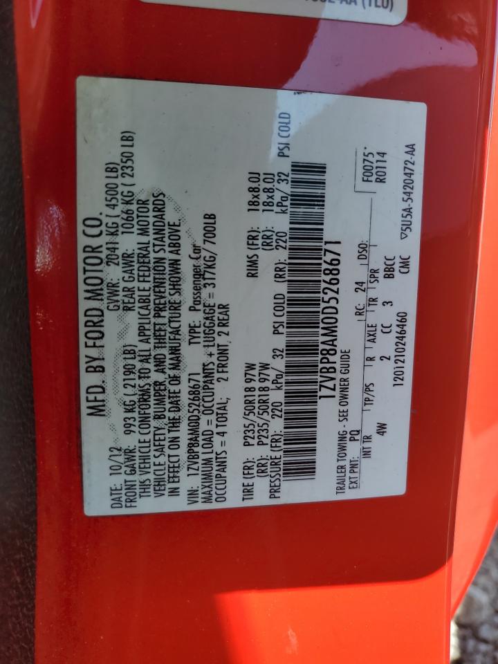 2013 Ford Mustang VIN: 1ZVBP8AM0D5268671 Lot: 56970245