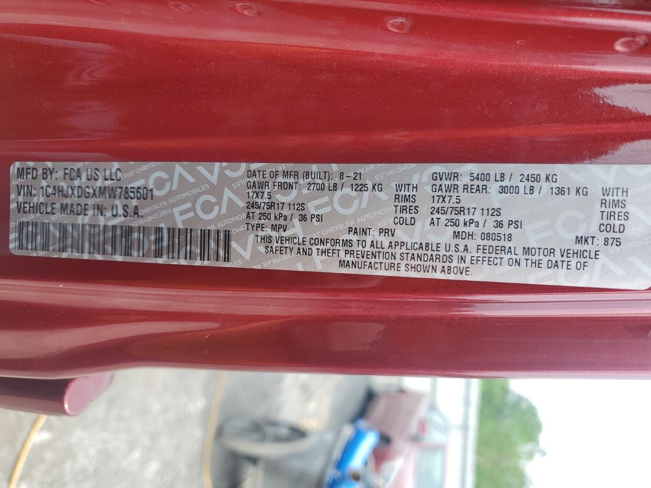 2021 Jeep Wrangler Unlimited Sport VIN: 1C4HJXDGXMW785601 Lot: 57342445