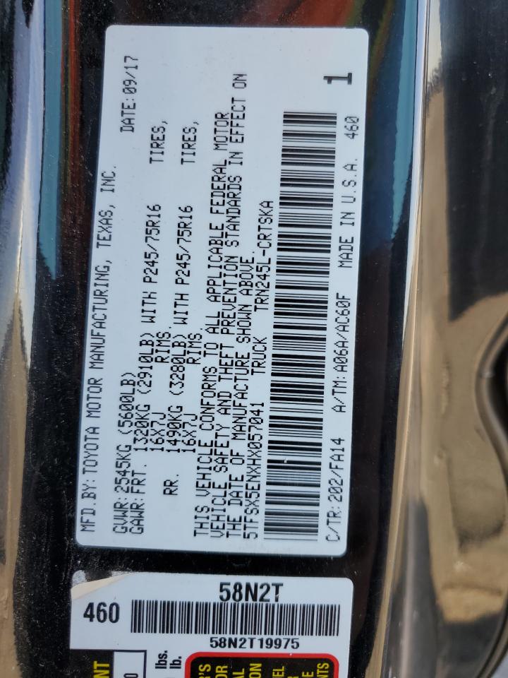 2017 Toyota Tacoma Access Cab VIN: 5TFSX5ENXHX057041 Lot: 56187245