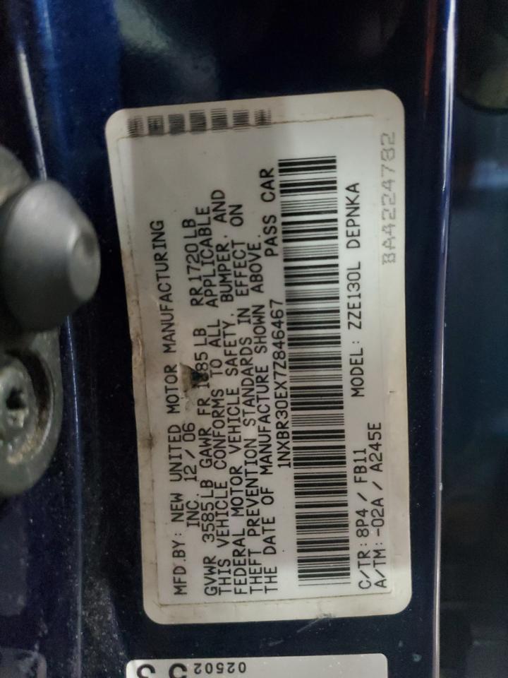 2007 Toyota Corolla Ce VIN: 1NXBR30EX7Z846467 Lot: 56976845