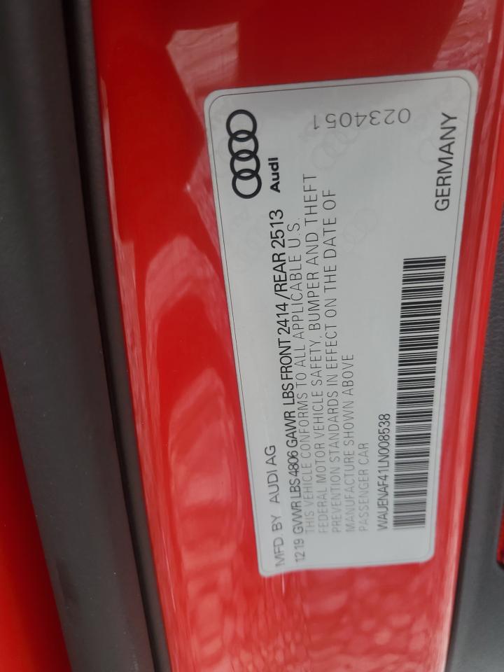 2020 Audi A4 Premium Plus VIN: WAUENAF41LN008538 Lot: 56857885