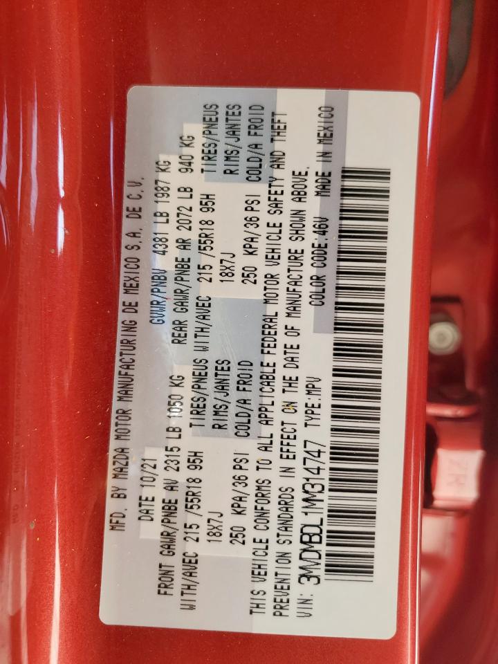 2021 Mazda Cx-30 Premium VIN: 3MVDMBDL1MM314747 Lot: 56669495