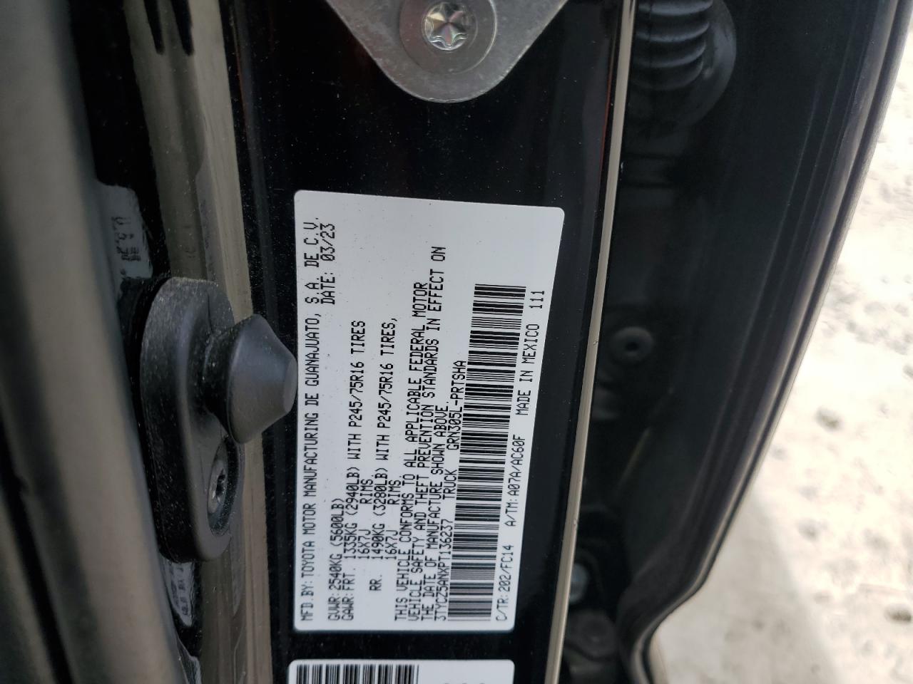 2023 Toyota Tacoma Double Cab VIN: 3TYCZ5ANXPT136237 Lot: 55170195